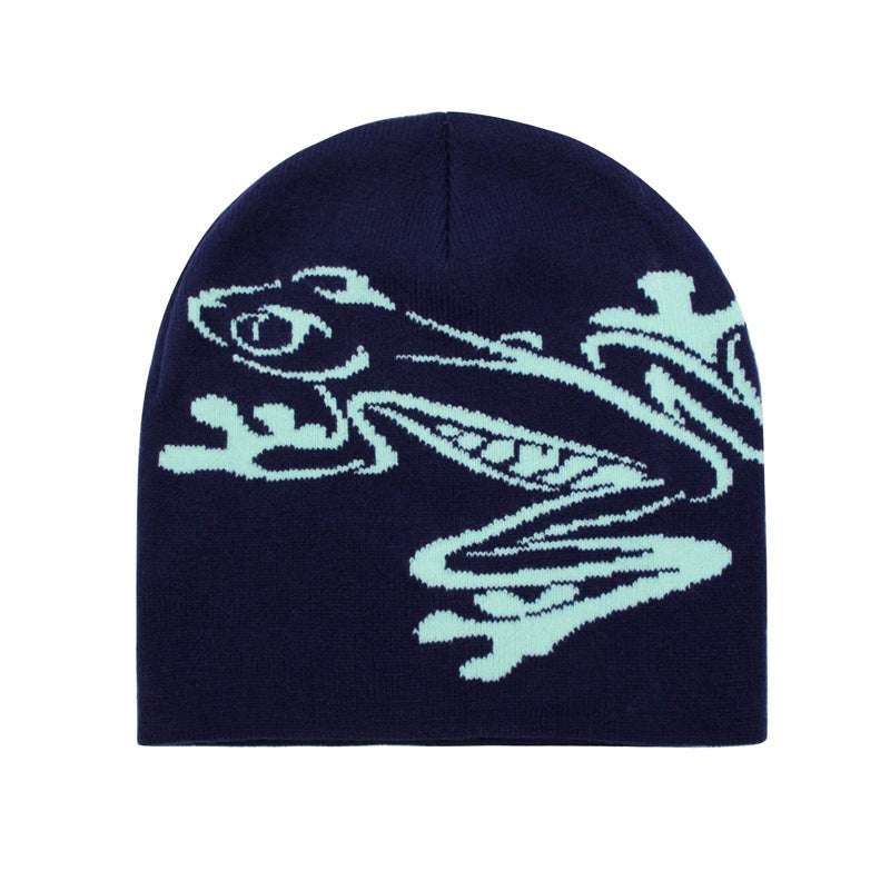 Casual Frog Knitted Street Jacquard Pullover Hat