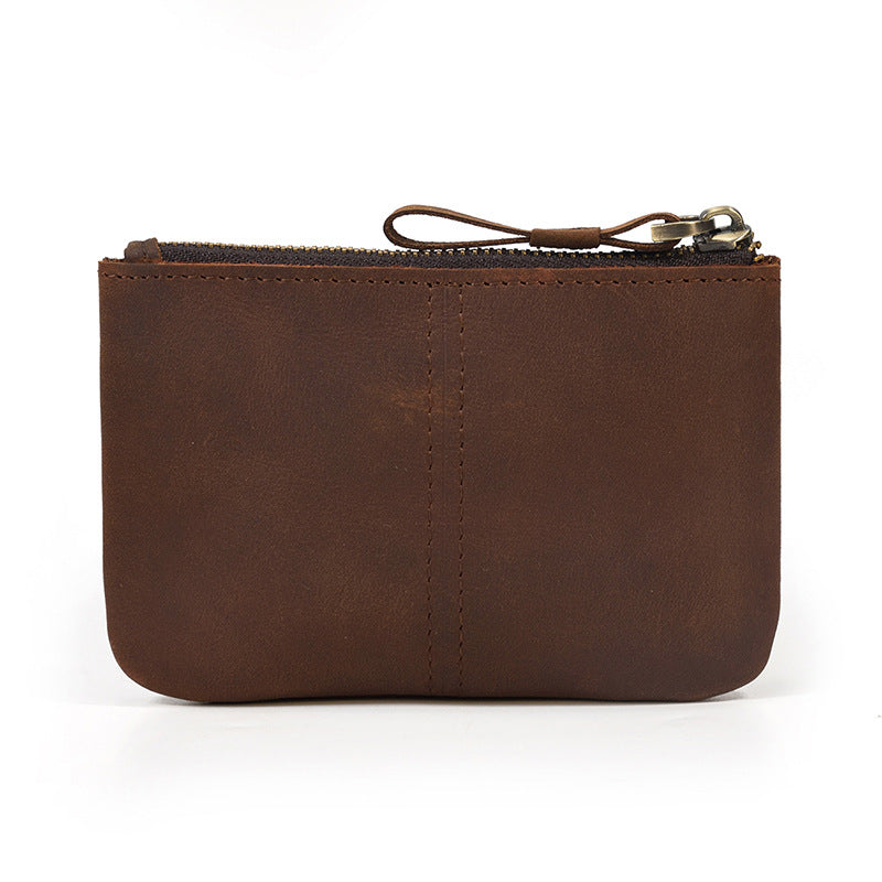 Cowhide zipper coin purse