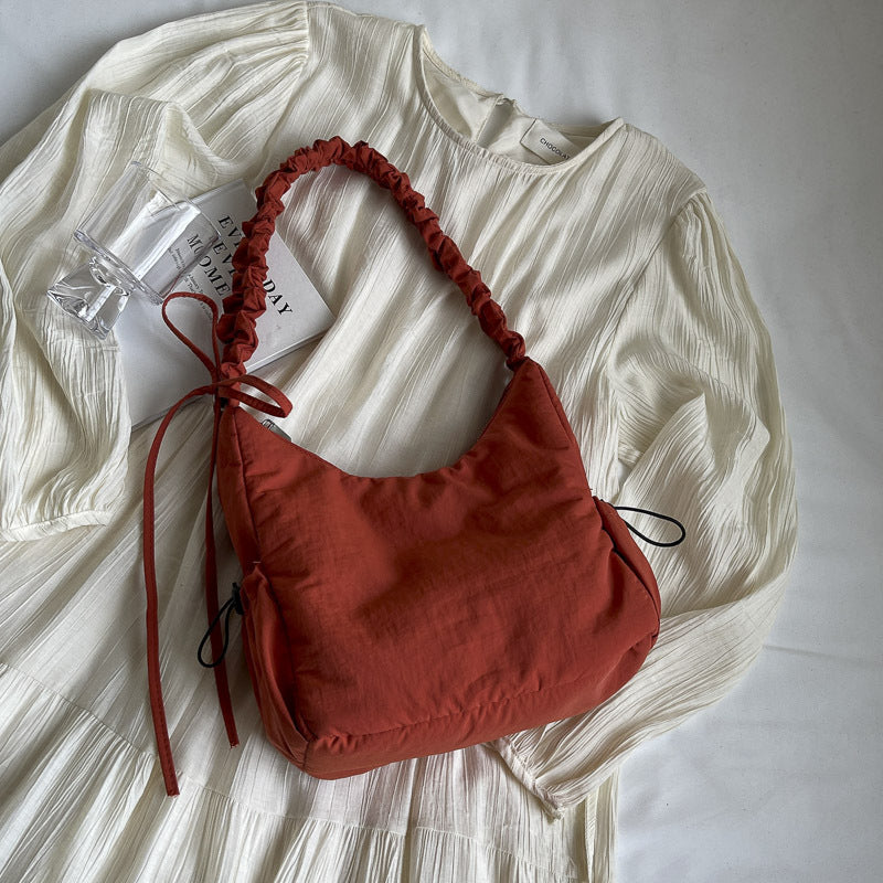 Puffy Drawstring Ruffle Cloud Bag
