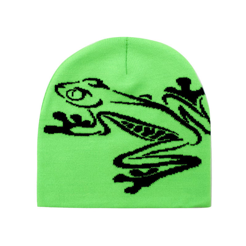 Casual Frog Knitted Street Jacquard Pullover Hat