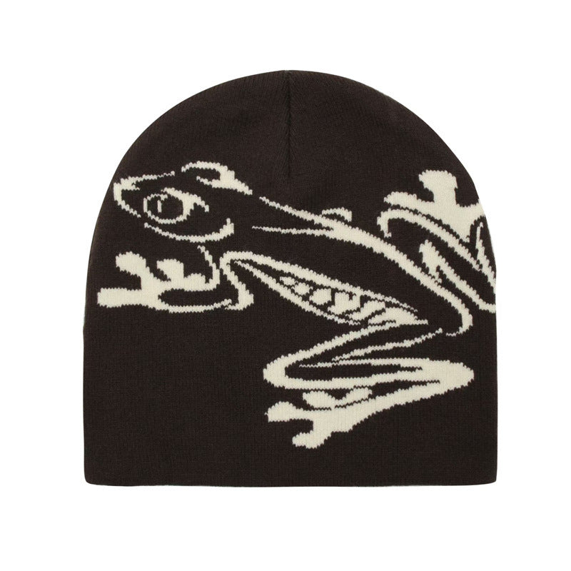 Casual Frog Knitted Street Jacquard Pullover Hat