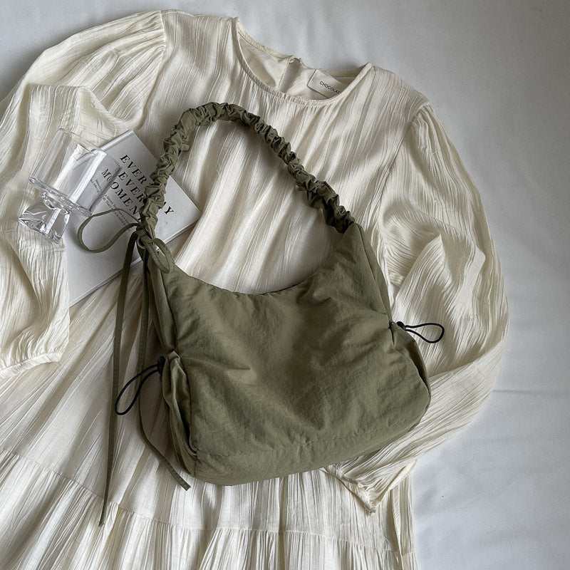 Puffy Drawstring Ruffle Cloud Bag