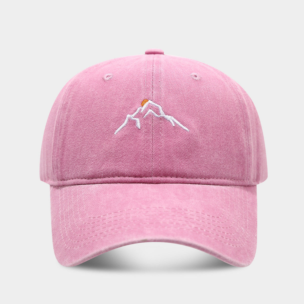 New Mountain Peak Sunset Embroidered Washed Cap