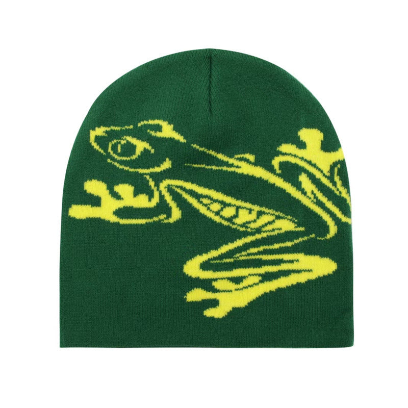 Casual Frog Knitted Street Jacquard Pullover Hat