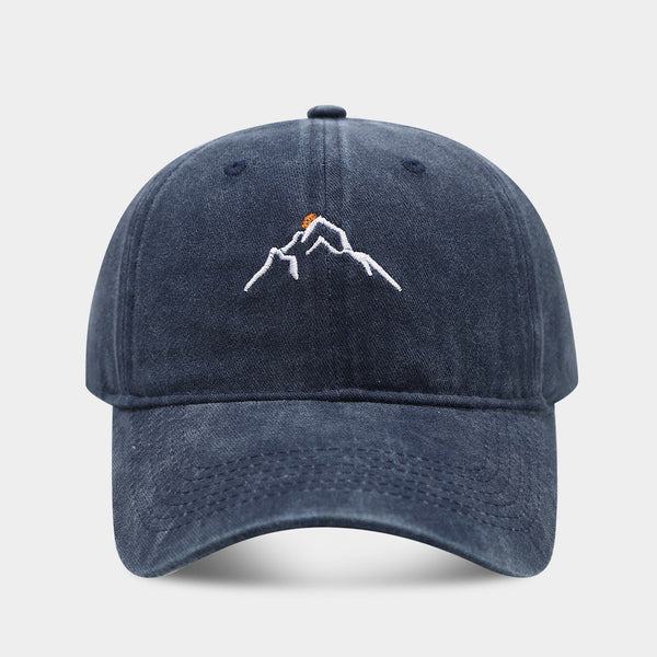 New Mountain Peak Sunset Embroidered Washed Cap