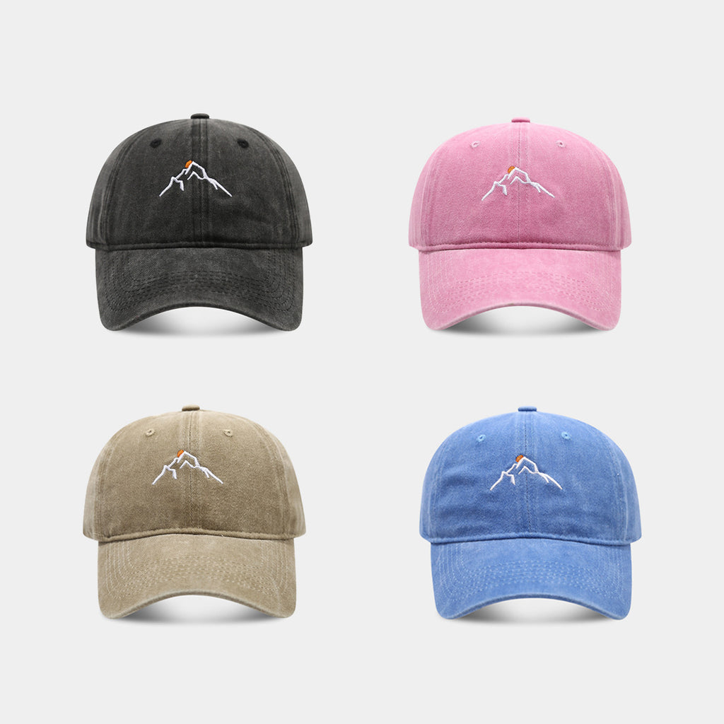 New Mountain Peak Sunset Embroidered Washed Cap
