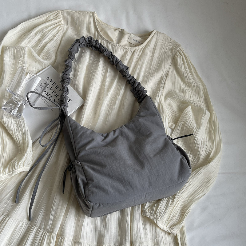 Puffy Drawstring Ruffle Cloud Bag