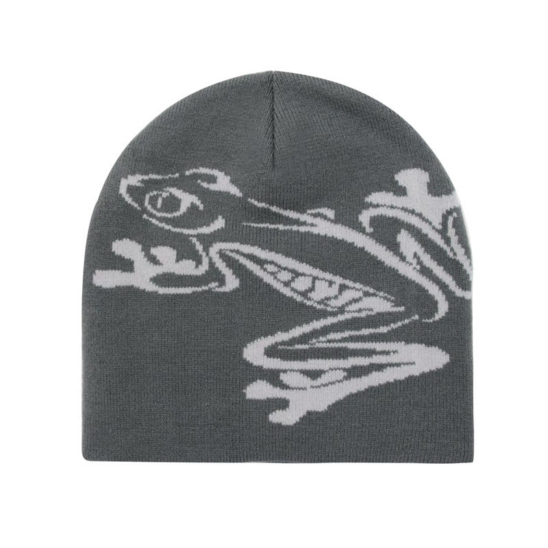 Casual Frog Knitted Street Jacquard Pullover Hat