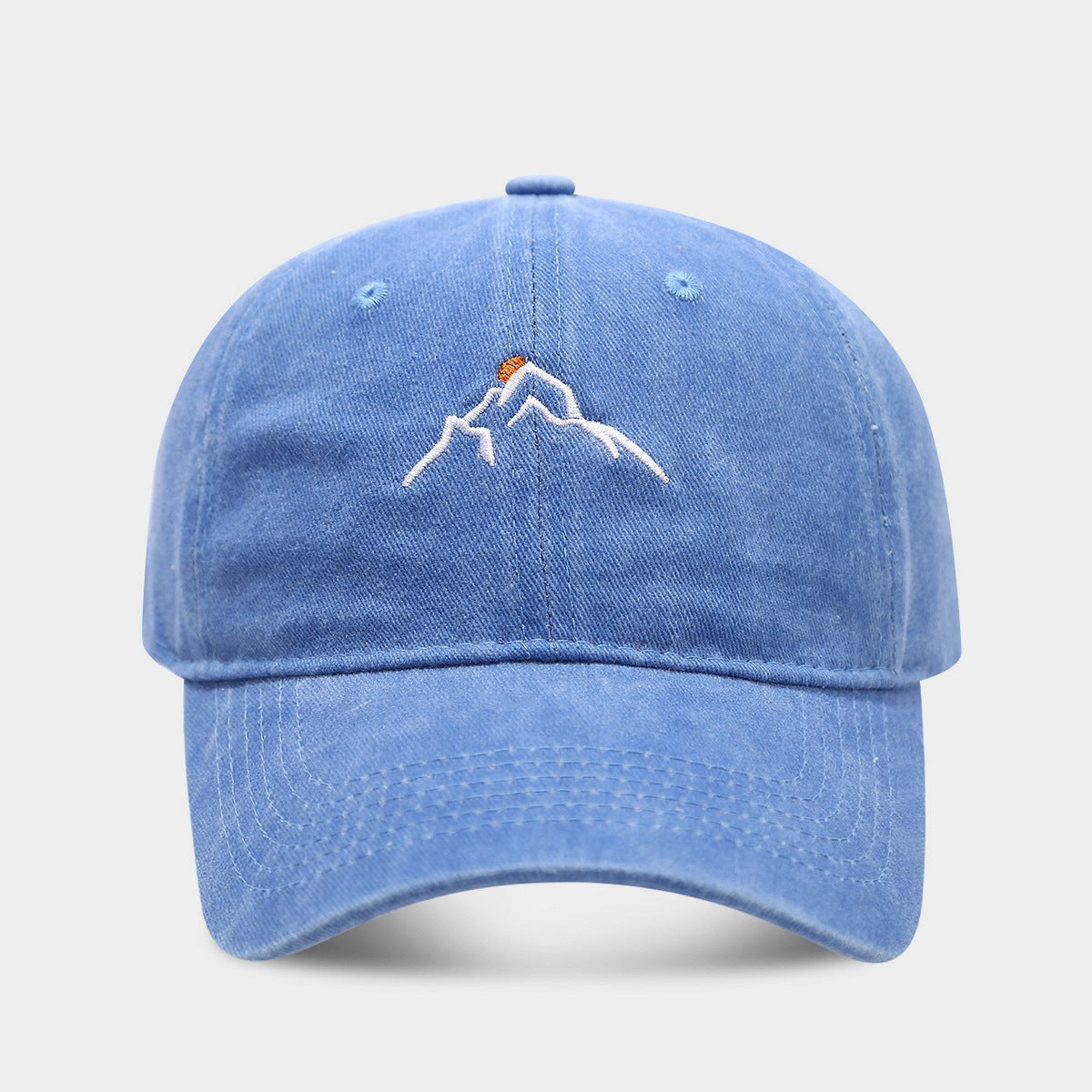 New Mountain Peak Sunset Embroidered Washed Cap